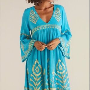 Soft Surroundings Turquoise Dress with Gold Accent